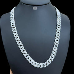 10mm Moissanite Miami Cuban Link Chain 22 Inch, 925 Sterling Silver Iced Out Hip Hop Necklace
