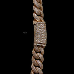 10mm 22" Rose Gold Moissanite Miami Cuban Link Chain, 925 Sterling Silver Iced Out Hip Hop Necklace