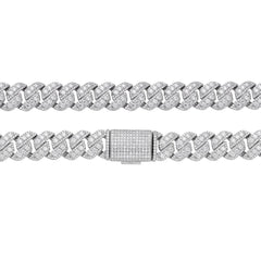 3D Set Moissanite Cuban Chain 12mm 22" - 925 Sterling Silver