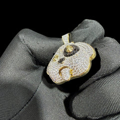 14K Gold Iced Out Puppy Dog Pendant | CZ Diamond Hip Hop Necklace | Dollar Sign Eyes Bling Charm