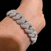 3D Cuban Bracelet - 12mm 8" - Moissanite