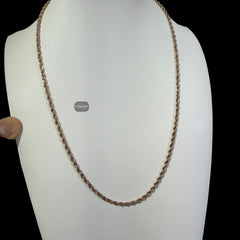 3mm Rose Gold Rope Chain Necklace, 22 Inch Stainless Steel Necklace, 14K Rose Gold Bonded Chain, Waterproof Jewelry, Gift for Him Her