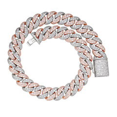Moissanite 22mm 22" Rose Mosaic Cuban Chain