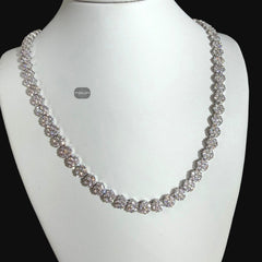 5mm Flower Cluster Tennis Chain or Bracelet, Iced Out 14K White Gold Plated Hip Hop Jewelry, Floral Necklace for Men Women