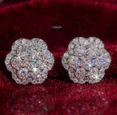 Moissanite Flower Cluster Stud Earrings 5mm