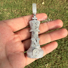Moissanite Chess King Iced Out Pendant 15.9CT VVS Diamond Tester Pass Solid 925 Sterling Silver Hip Hop Necklace Baguette Rapper Chain