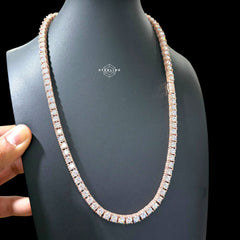 6mm Rose Gold Moissanite Iced Out Sides Tennis Chain 22"