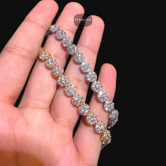 7mm Flower Honeycomb Tennis Bracelet