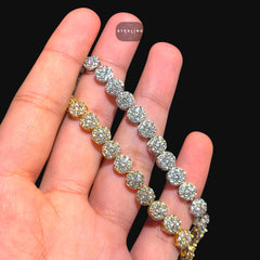 7mm Flower Honeycomb Tennis Bracelet