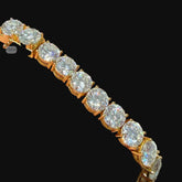8mm Moissanite Tennis Bracelet 8 Inch, 14K Gold Plated 925 Silver, 2CT Links