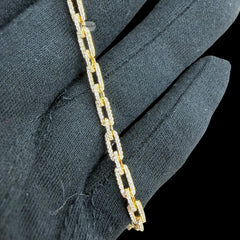 4mm 7" 925 Sterling Silver CZ Diamond Paperclip Bracelet, 14K Gold Plated Women's Bracelet, Dainty Gift for Her, Stackable Jewelry