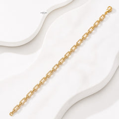 4mm 7" 925 Sterling Silver CZ Diamond Paperclip Bracelet, 14K Gold Plated Women's Bracelet, Dainty Gift for Her, Stackable Jewelry