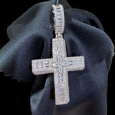 3D Iced Out Cross Pendant, 925 Sterling Silver