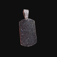 Black CZ Iced Out Dog Tag Pendant
