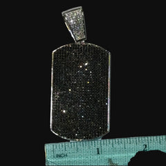 Black CZ Iced Out Dog Tag Pendant