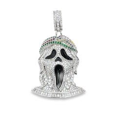 Ghost Horror Silver Tone Custom Baguette Pendant