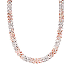 12mm Rose Two Tone Cuban Solitaire Moissanite Chain