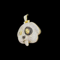 14K Gold Iced Out Puppy Dog Pendant | CZ Diamond Hip Hop Necklace | Dollar Sign Eyes Bling Charm