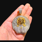Gold Iced Out Jesus Medallion