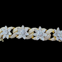 Moissanite Gold Star Cuban Bracelet 16mm 8.5”