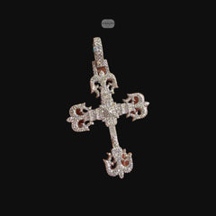 Moissanite Cross Pendant, Silver Fleur De Lis Iced Out 925 Silver Hip Hop Necklace, GRA Certified Gift (Copy)