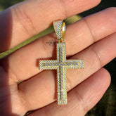 Moissanite 1.5" Gold Tone Iced Out Cross Pendant