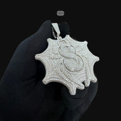 Moissanite Spider Web Pendant, 925 Silver Iced Out Hip Hop Necklace, GRA Certified w 24" Chain