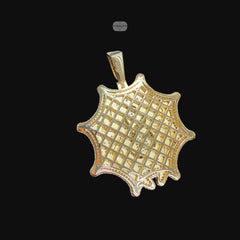 Moissanite Gold Spider Web Pendant, 925 Silver Iced Out Hip Hop Necklace, GRA Certified w 24" Chain (Copy)