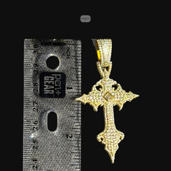 Moissanite Rose Gold Gothic Cross Pendant, Iced Out 925 Silver Hip Hop Necklace, GRA Certified w 24" Chain