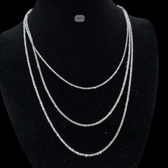 2mm Criss Cross Popcorn Chain, Margarita Rope Chain, 925 Sterling Silver Bracelet Anklet Necklace, Rhodium, Made in Italy