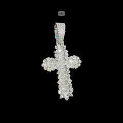 Moissanite Multi Cut Cross Pendant, 925 Silver Iced Out Hip Hop Necklace