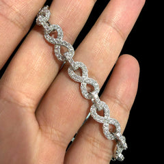 8mm Moissanite Infinity Bracelet 8 Inch, 925 Silver Iced Out Hip Hop Link Bracelet