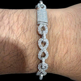 8mm Moissanite Infinity Bracelet 8 Inch, 925 Silver Iced Out Hip Hop Link Bracelet