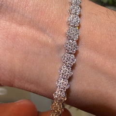 Moissanite Flower Bracelet, 5mm 7"