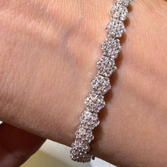Moissanite Flower Bracelet, 5mm 7"