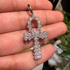 Moissanite Cluster Ankh Pendant