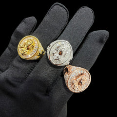 Moissanite Baguette Prayer Hands Cross Ring, Men's 925 Silver Iced Out Hip Hop Ring, Gold Rose Silver