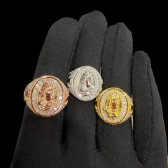 Moissanite Baguette Prayer Hands Cross Ring, Men's 925 Silver Iced Out Hip Hop Ring, Gold Rose Silver