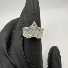Moissanite Star Ring, 925 Silver Iced Out Mens Hip Hop Ring, GRA Certified VVS D Statement Jewelry Gift