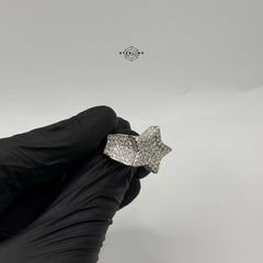 Moissanite Star Ring, 925 Silver Iced Out Mens Hip Hop Ring, GRA Certified VVS D Statement Jewelry Gift