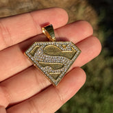 Gold 'S' Superhero Iced Out Pendant