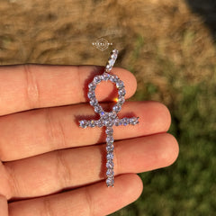 Pink Iced Out Ankh Pendant