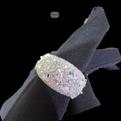 Moissanite Mens Ring, 925 Silver Iced Out Pear Baguette Cluster Ring