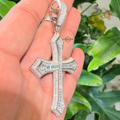 Moissanite Large Baguette Cross Pendant