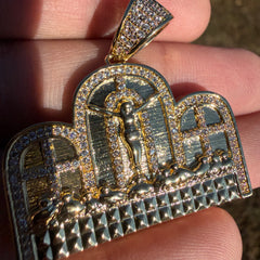 Last Supper Iced Pendant 14k Gold Plated + Steel Rope Chain