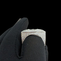 Moissanite Eagle Signet Ring, 925 Silver Iced Out Mens Hip Hop Ring, GRA Certified Eagle Crest Jewelry