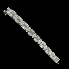 7mm Moissanite Emerald Cut Marquise Tennis Bracelet 7 Inch, 925 Silver Ladies Iced Out Bracelet