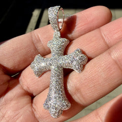 Moissanite Mosaic Set Cross Pendant