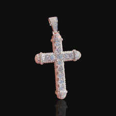 Moissanite Iced Out Cross Pendant, 925 Silver Hip Hop Cross Necklace