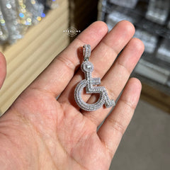 Wheelchair Symbol Pendant - Silver Tone